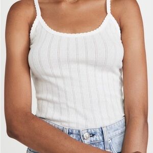 Leset White Pointelle Tank